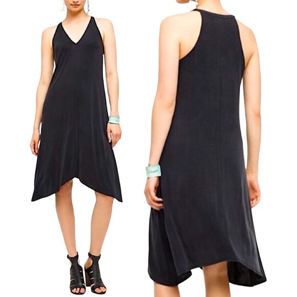 Anthropologie Dolan Stretchy Jersey Knit Tank Dress High Low Black Womens XS - Picture 1 of 9
